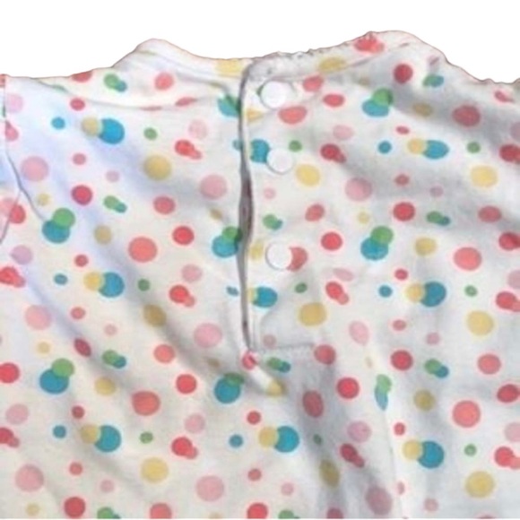 Okie Dokie Polka Dot Onesie White & Multi Colored Dots 12 Months - Picture 4 of 5